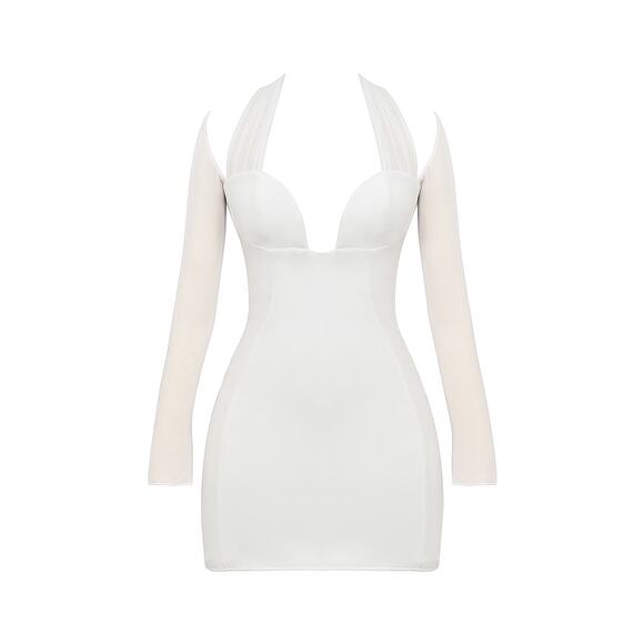 House of CB Holly White Plunge Mini Dress Size M Medium - Picture 6 of 7